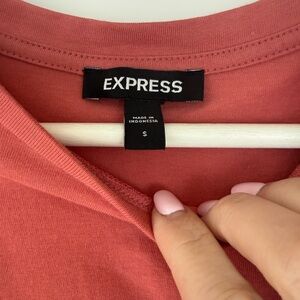 Express Women’s Coral Ruffle Sleeve Top